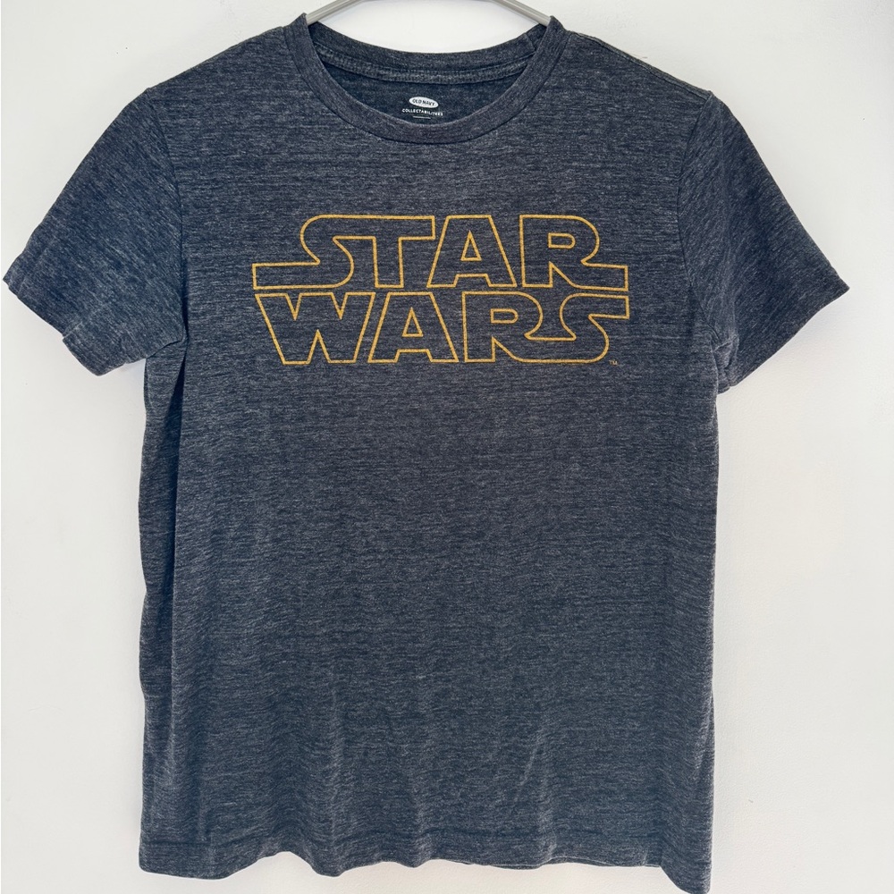 Old Navy Kids Star Wars Heather Navy Tee with Yellow Logo